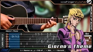 Giorno's Theme - JoJo's Bizarre Adventure: Golden Wind - Fingerstyle Guitar Cover + TABS Tutorial