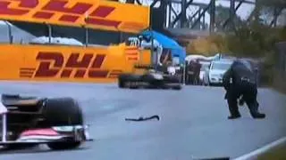 F1 Safety Steward Falling Over Montreal 2011