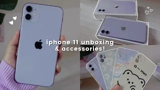 iphone 11 purple unboxing + accessories 💜