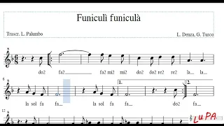Funiculì funiculà - Flauto dolce - Note - Spartito - Karaoke - Instrumental - Canto - Musica