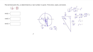 find sine cos tan given a terminal point