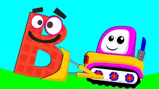 Bulldozer | Educational Construction Vehicle for Kids | Letter B