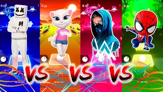 Marshmello-Alone🆚Alma Zarza-Tutu🆚Alan walker-Faded🆚Post Malone Sunflower 🎶Who Is Best in Tiles Hop