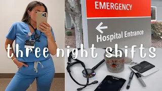 three 12 hour night shifts in a row as a registered nurse, vlog, new grad RN, emergency department