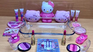 Hello Kitty Slime Mixing !! Beautiful Makeup Part’s & Glitter into Clear Slime #asmr #satisfying