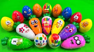 Pick up Numberblocks inside Rainbow Eggs, Carrot with CLAY Coloring! Satisfying ASMR Video