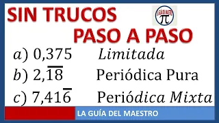 Expresiones decimales limitadas e ilimitadas periódicas pura y periódicas mixta