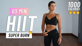 60 MIN INTENSE HIIT Workout to BURN 1000 CALORIES -  Full Body Cardio At Home, No Equipment