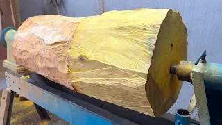 Excellent Woodworking NDT || The Man Turned An old jackfruit log into a golden vase