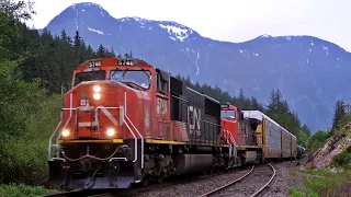 Canadian National EMD Takes The Lead Pulling Tanker Train Up The CP Cascade Sub!