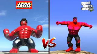 GTA 5 RED HULK VS LEGO RED HULK - WHO IS BEST ?