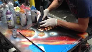 Videos Travel - Spray paint artist in Times Square, New York USA