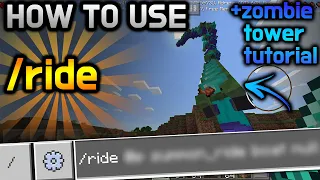 How to use /ride command (NEW in 1.16.100.52) + zombie tower trick // Minecraft PE
