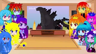 The 3 Rainbooms, Sky, Lemon, & the Dazzlings family react to If Godzilla was in Friday Night Funkin!