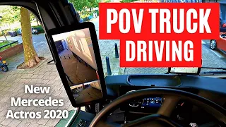 New Mercedes Actros - POV Truck Driving - Den Haag 🇳🇱 Cockpit View