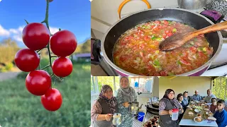 Bahçe işleri temizlik öğlen yemeği bulgur pilavı