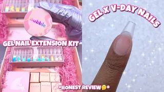 TRYING A GEL X NAIL KIT FROM BUBBLE | QUICK & EASY VALENTINE'S DAY NAILS | APPLY GEL TIPS LIKE A PRO