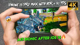iPhone 13 Pro Max PUBG MOBILE 4k (HDR + 90 FPS) 🔥 | A15 Bionic after iOS 16 TEST | BEST GRAPHIC😍❤