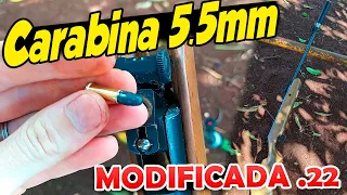 Carabina de pressão 5.5mm modificada pra munição .22 + SILENCIADOR