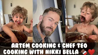 Artem chigvintsev Cooking & Chef Teo cooking with Nikki Bella 🍫❤️| Saloni Lund | WWE 2022  |