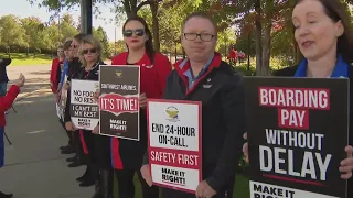 Flight attendants picket at O'Hare, Midway, call for better contracts