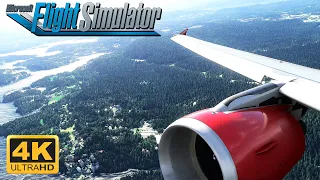 (4K) Microsoft Flight Simulator 2020 - ULTRA GRAPHICS - WING VIEW TAKEOFF  From Flesland - A320