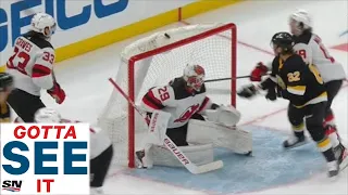 GOTTA SEE IT: Oskar Steen Pops Puck Off Top Of The Net For First NHL Goal