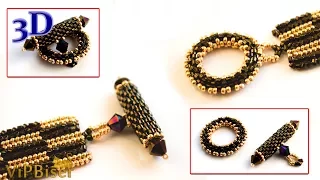 Peyote Beaded Toggle Clasp. 3D Beading Tutorial