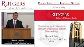 Thomas Ridge Lecture: 3/5/13