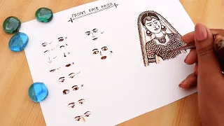 How to draw front face bride with all proportion | Mehndi design me dulhan kaise banaye