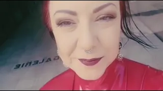 Madamé Kali Dreadful: Red Latex Dress / Smokefetish / Cigarette / Outdoor / Rubber / Goddes