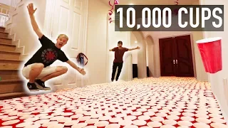 INSANE CUP PRANK ON ROOMMATES | (10,000 RED CUPS)