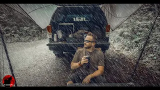 ⛈️ Storm Camping in the Bed of my Toyota Tundra - Heavy Rain, Thunder and Lightning Camp