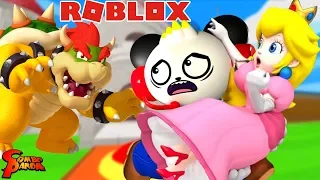 BOWSER DEFEATED! ROBLOX Save Princess Peach Obby Let's Play with Combo Panda