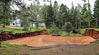 Massive sinkhole threatening road, Tim Hortons in Nova Scotia town