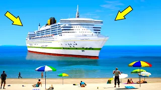 Queen Britannic 2 Crashing Into Shore In GTA 5 (Ship Collision Moment)