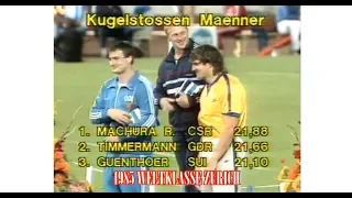 1985 SHOT PUT WELTKLASSE ZURICH Machura Timmermann Günthör.