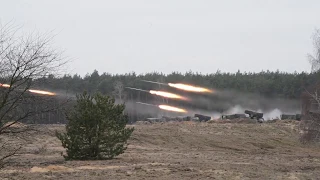Polish soldiers fire 122mm WR-40 Langusta
