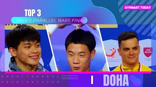 Top 3 in Men's Parallel Bars Final - 2024 Doha Gymnastics Apparatus World Cup