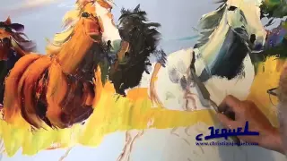 02-Demonstration of knife painting by Christian Jequel: "Horses"