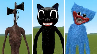 SIREN HEAD VS CARTOON CAT VS HUGGY WUGGY In Garry's Mod! [ Poppy Playtime 1-2 vs Trevor Henderson ]