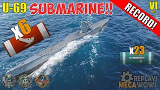 SUBMARINE U-69 6 Kills & 95k Damage | World of Warships Gameplay