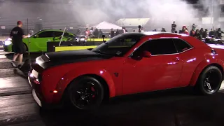 Dodge Demon vs Jeep Trackhawk and Hellcat Redeye Charger 1/4 Mile