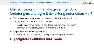 Agile ABAP Produkt-Entwicklung mit Clean Code, Unit Tests und ATC