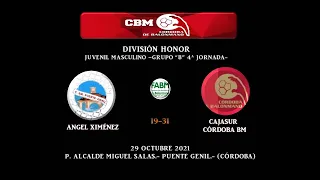 ANGEL XIMENEZ vs CAJASURCÓRDOBA BM DIVISIÓN HONOR JUVENIL MASCULINO, GRUPO "B", 4º JORNADA 29-10-21.