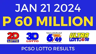 Lotto Result January 21 2024 9pm PCSO