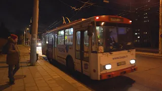 Lithuania, Vilnius, trolley bus 6 night ride from Šaltinėlis to Vinco Kudirkos aikštė