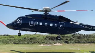 Helicopter downdraft blows kids away at Tresco Heliport, Scilly Isles