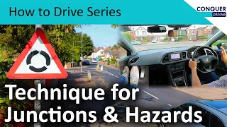Technique for approaching junctions and hazards - makes driving easier. (two stage stop)