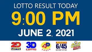 Lotto Results Today June 2 2021 9pm Ez2 Swertres 2D 3D 4D 6/45 6/55 PCSO